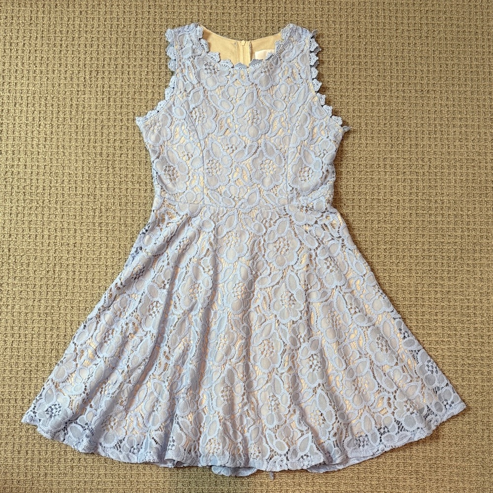 Rare Editions Pastel Blue Lace Kids Dress
